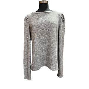 A love Story Puff Shoulder Sleeve Faux Pearl Embellish Sweater
